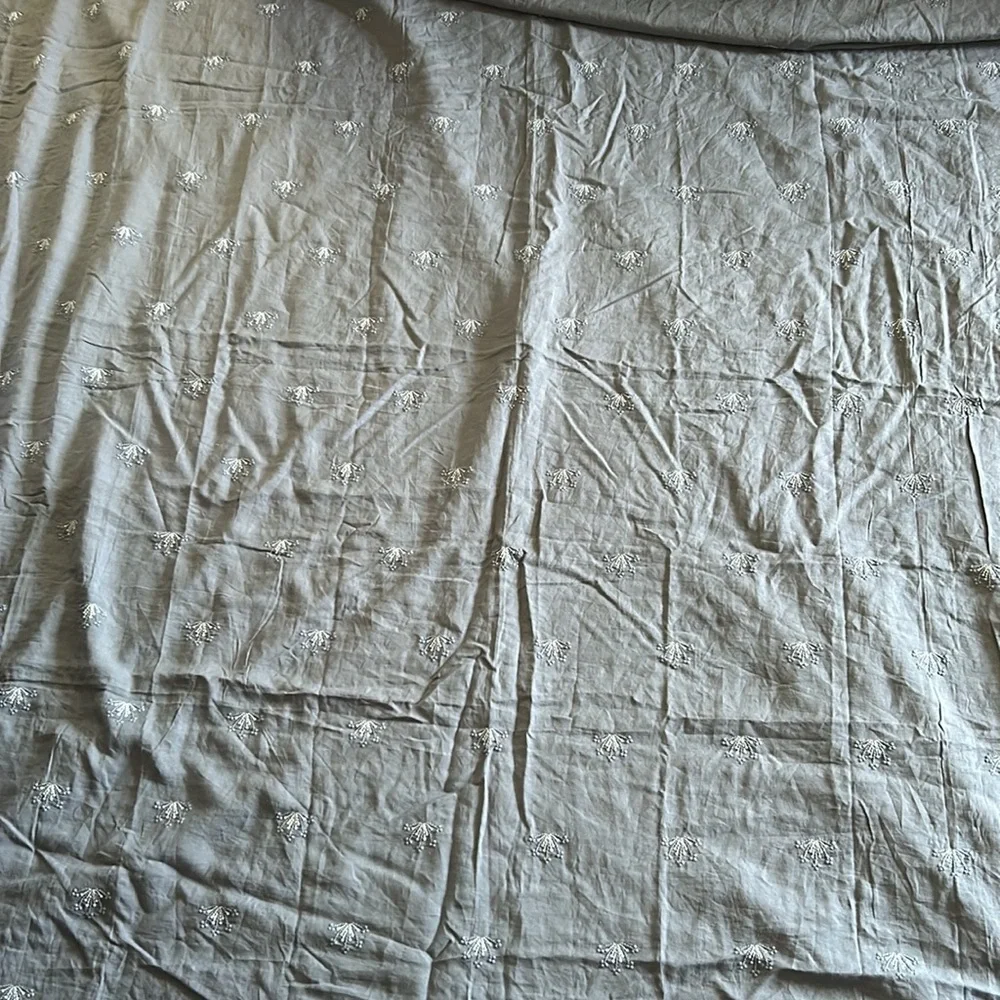 Blue/Gray Embroidered Cotton Duvet Cover